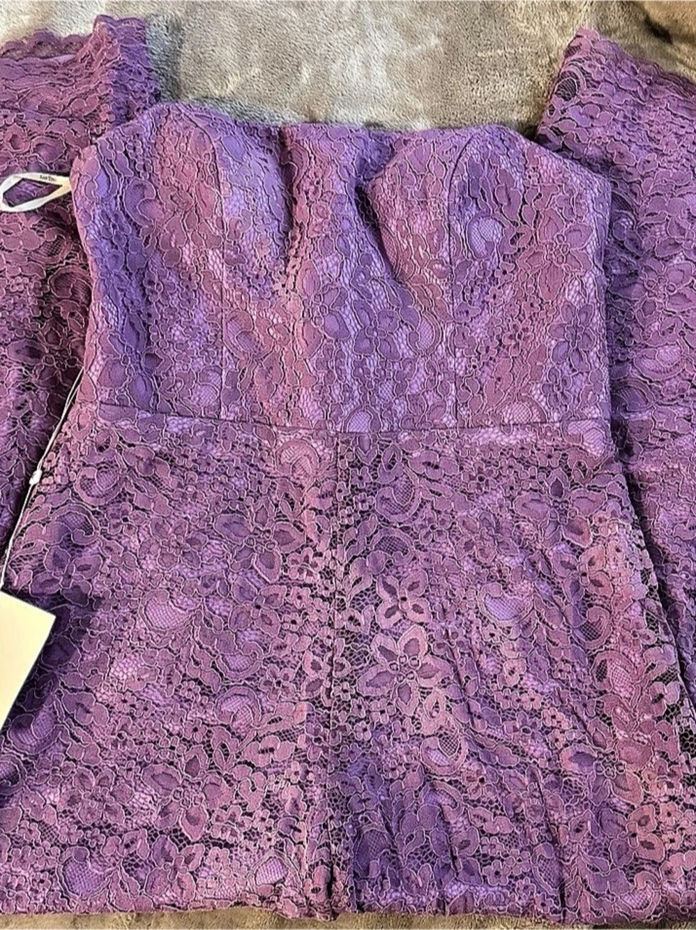 LAN TING Floral Lace Maxi Dress in Purple NWT